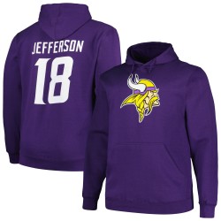 Justin Jefferson Minnesota Vikings Fanatics Big & Tall Fleece-Hoodie mit Namen und Nummer – Lila