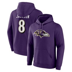 Lamar Jackson Baltimore Ravens Fanatics Big & Tall Fleece-Hoodie mit Namen und Nummer – Lila