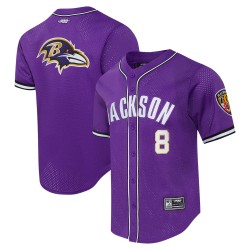 Lamar Jackson Baltimore Ravens Pro Standard Mesh Button-Up Baseball-Trikot – Lila