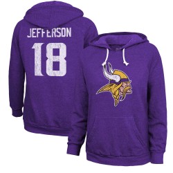 Justin Jefferson Minnesota Vikings Majestic Threads Tri-Blend-Pullover-Kapuzenpullover mit Namen und Nummer für Damen – Lila