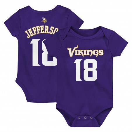 Justin Jefferson Minnesota Vikings Mainliner-Body mit Spielernamen und Nummer für Neugeborene und Kleinkinder – Lila