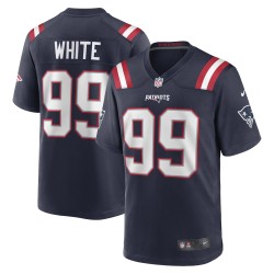 Keion Weißes Nike-Spieltrikot der New England Patriots – Marineblau