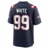 Keion Weißes Nike Team-Spieltrikot der New England Patriots – Marineblau