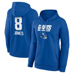 Daniel Jones New York Giants Damen-Pullover-Kapuzenpullover mit Wordmark-Spielername und -nummer für das Damenteam – Royalblau