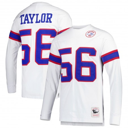 Lawrence Taylor New York Giants Mitchell & Ness Langarmshirt mit Name und Nummer eines pensionierten Spielers – Weiß