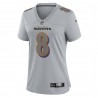 Lamar Jackson Baltimore Ravens Nike Atmosphere Fashion Game-Trikot für Damen – Grau