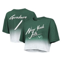 Ahmad Sauce Gardner New York Jets Majestic Threads Dip-Dye Crop Top mit Spielernamen und Nummer für Damen – Grün/Weiß