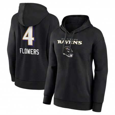 Zay Flowers Baltimore Ravens Damen-Pullover-Hoodie mit Team-Wordmark-Spielername und -nummer – Schwarz