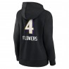 Zay Flowers Baltimore Ravens Damen-Pullover-Hoodie mit Team-Wordmark-Spielername und -nummer – Schwarz