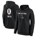 Roquan Smith Baltimore Ravens Damen-Kapuzenpullover mit Team-Wordmark-Spielername und -nummer – Schwarz