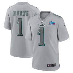 Jalen Hurts Philadelphia Eagles Nike Youth Super Bowl LVII Patch Atmosphere Fashion Game Jersey – Grau