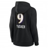 Justin Tucker Baltimore Ravens Damen-Pullover-Hoodie mit Team-Wordmark-Spielername und -nummer – Schwarz