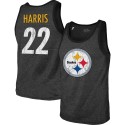 Najee Harris Pittsburgh Steelers Majestic Threads Tri-Blend-Tanktop mit Spielernamen und -nummer – Heathered Black