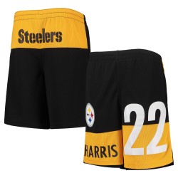 Najee Harris Pittsburgh Steelers Jugend-Spielershorts mit Name und Nummer – Schwarz