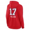 Josh Allen Buffalo Bills Damen-Pullover-Hoodie mit Team-Wordmark-Spielername und -nummer – Rot