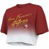 George Kittle San Francisco 49ers Majestic Threads Dip-Dye-Crop-Top für Damen mit Spielernamen und -nummer – Scharlachrot/Weiß