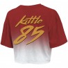 George Kittle San Francisco 49ers Majestic Threads Dip-Dye-Crop-Top für Damen mit Spielernamen und -nummer – Scharlachrot/Weiß