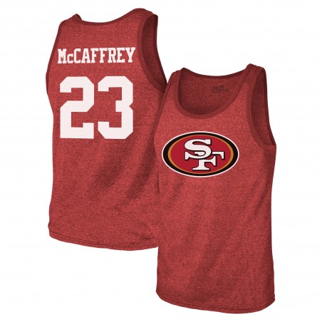 Christian McCaffrey San Francisco 49ers Majestic Threads Tri-Blend-Tanktop mit Spielernamen und -nummer – Scharlachrot