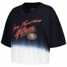 Christian McCaffrey San Francisco 49ers Majestic Threads Dip-Dye-Crop-Top mit Spielernamen und -nummer für Damen – Schwarz/Weiß