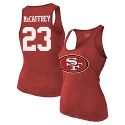 Christian McCaffrey San Francisco 49ers Majestic Threads Tri-Blend-Tanktop mit Namen und Nummer für Damen – Scharlachrot