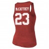 Christian McCaffrey San Francisco 49ers Majestic Threads Tri-Blend-Tanktop mit Namen und Nummer für Damen – Scharlachrot