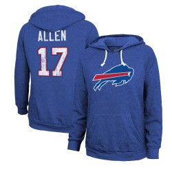 Josh Allen Buffalo Bills Majestic Threads Tri-Blend-Pullover-Hoodie mit Name und Nummer für Damen – Royalblau