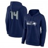 DK Metcalf Seattle Seahawks Fanatics Damen-Pullover-Hoodie mit Spielersymbol, Name und Nummer und V-Ausschnitt – Marineblau