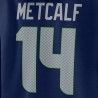 DK Metcalf Seattle Seahawks Fanatics Damen-Pullover-Hoodie mit Spielersymbol, Name und Nummer und V-Ausschnitt – Marineblau